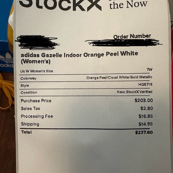 adidas Gazelle Indoor Orange Peel White, size 7 - Picture 6 of 7